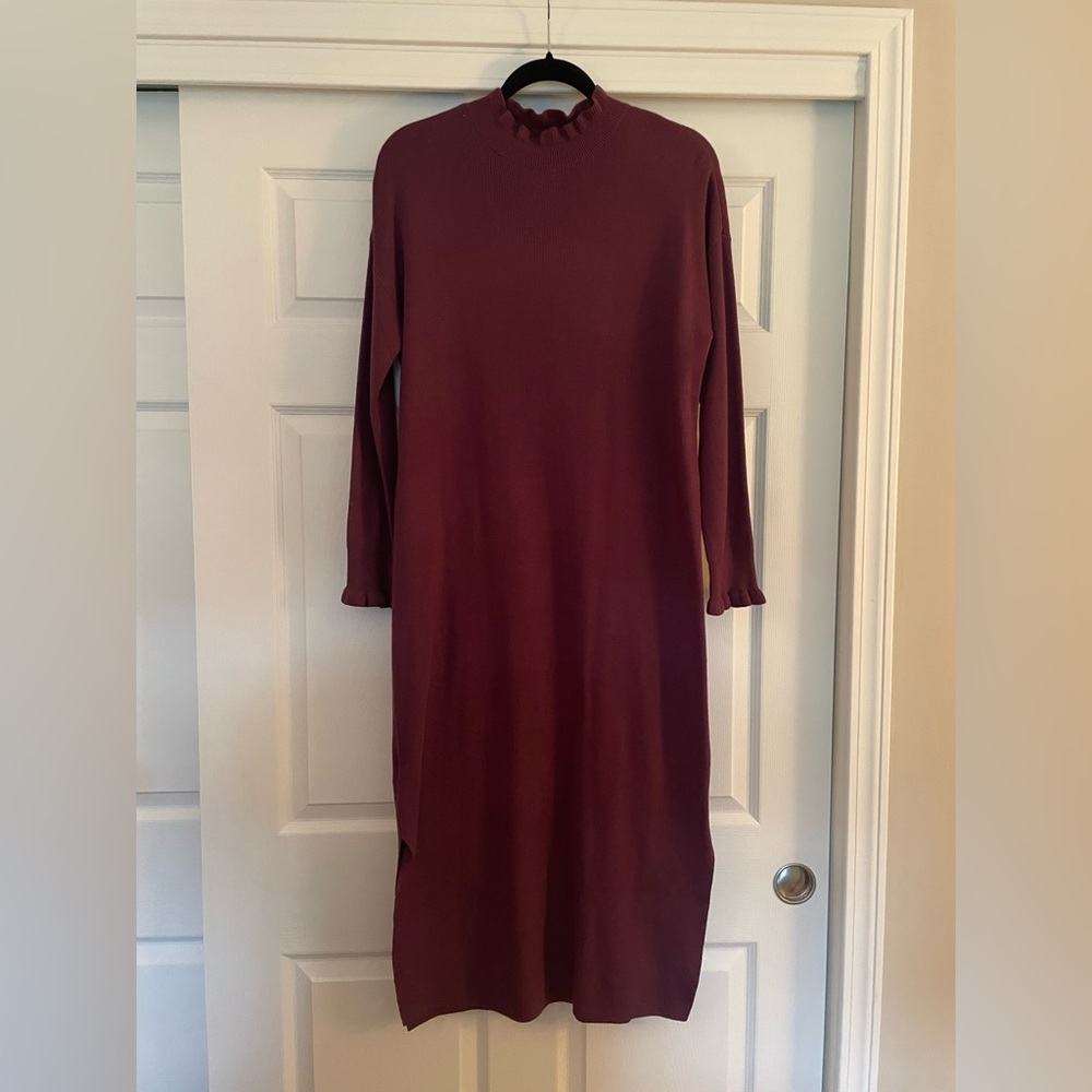 LOFT Rich plum Long Sleeve Dress